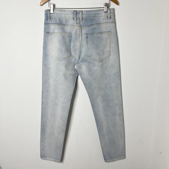 Fredd Marshall Men's Distressed Jeans Sz 30 Light Wash Ripped Slim Fit Straight - Picture 4 of 7